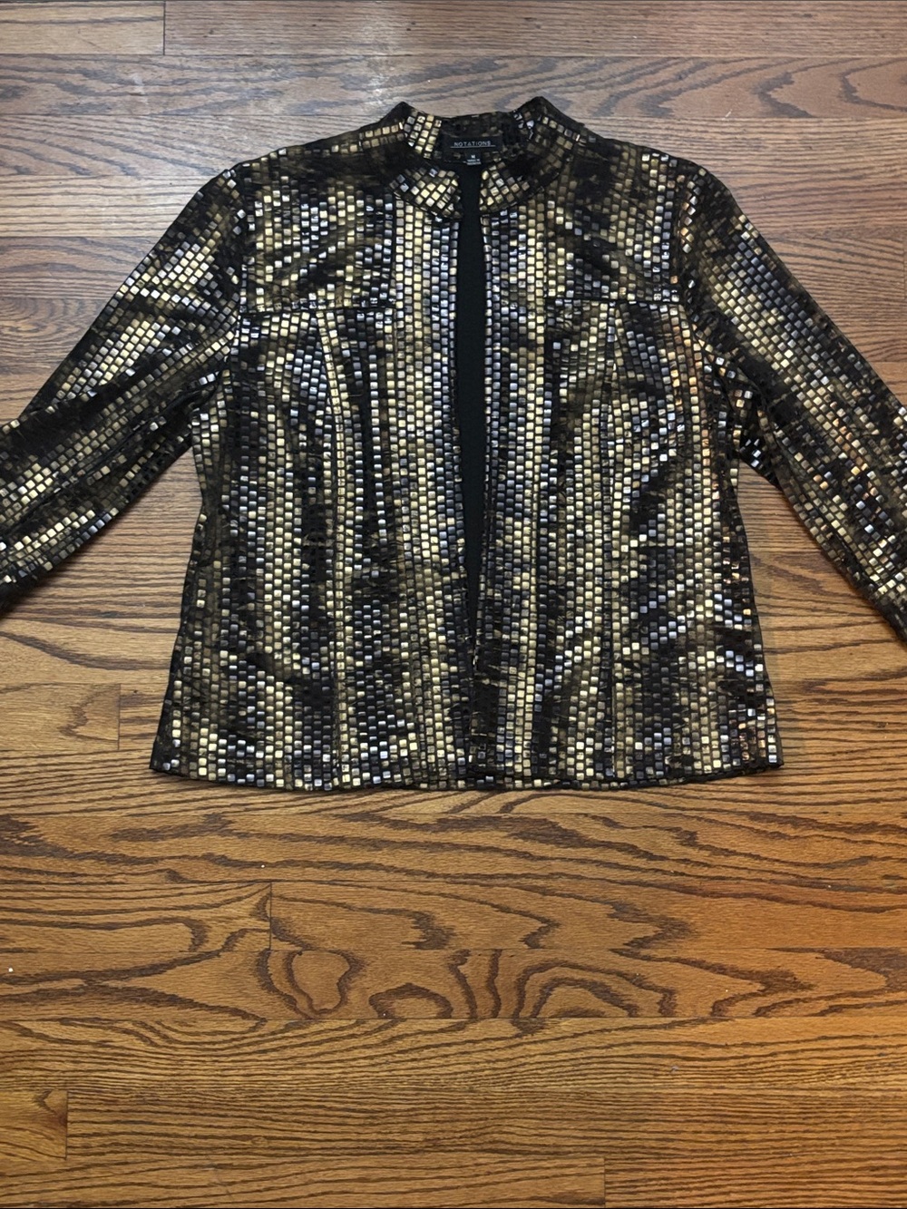 Notations Gold and Black Sequined Jacket - Women's Top
